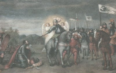 A mural depicting Wenceslaus's duel with Radslav